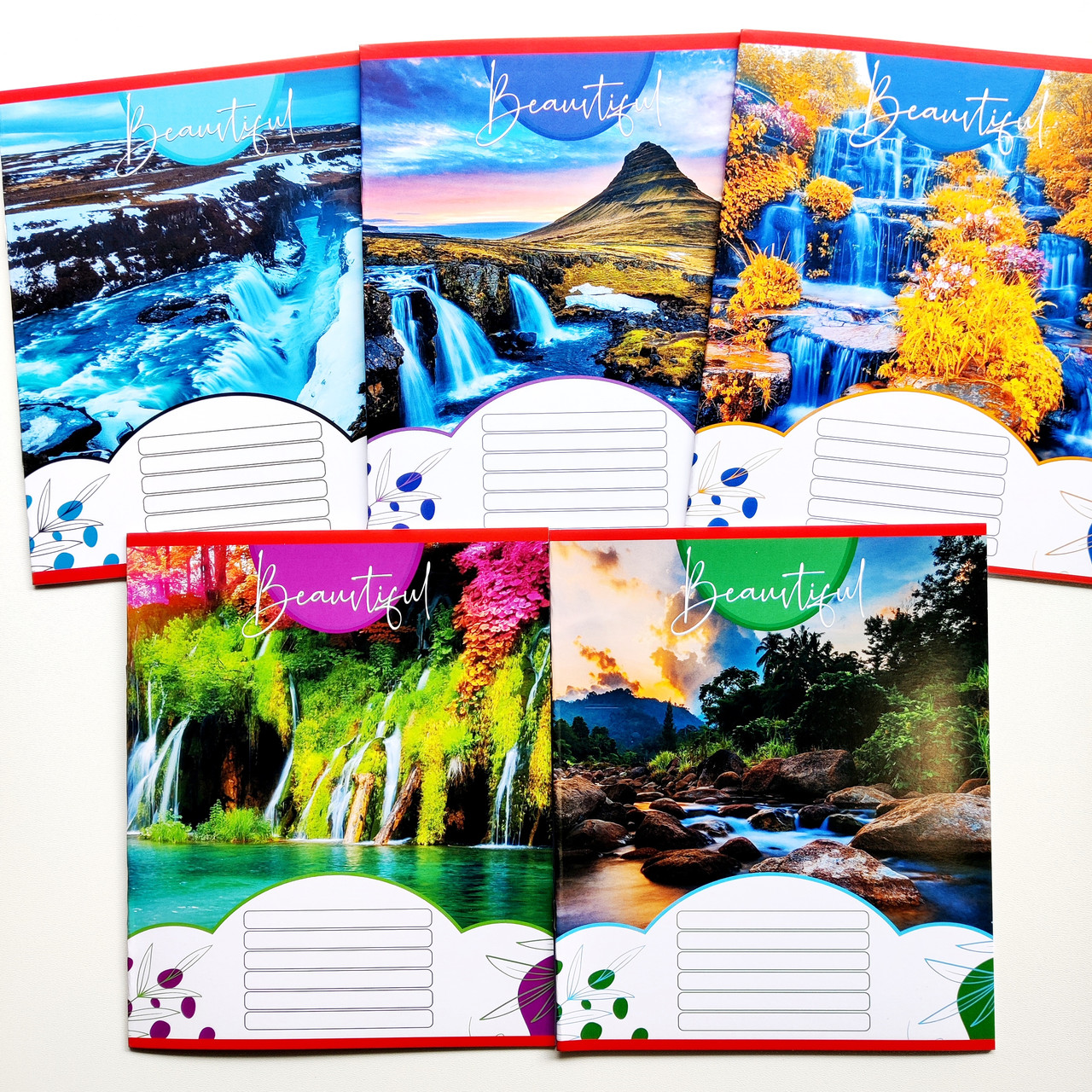 Зошит шкільний в клітинку 18 аркушів Лідер, Красиві водоспади, фото 1