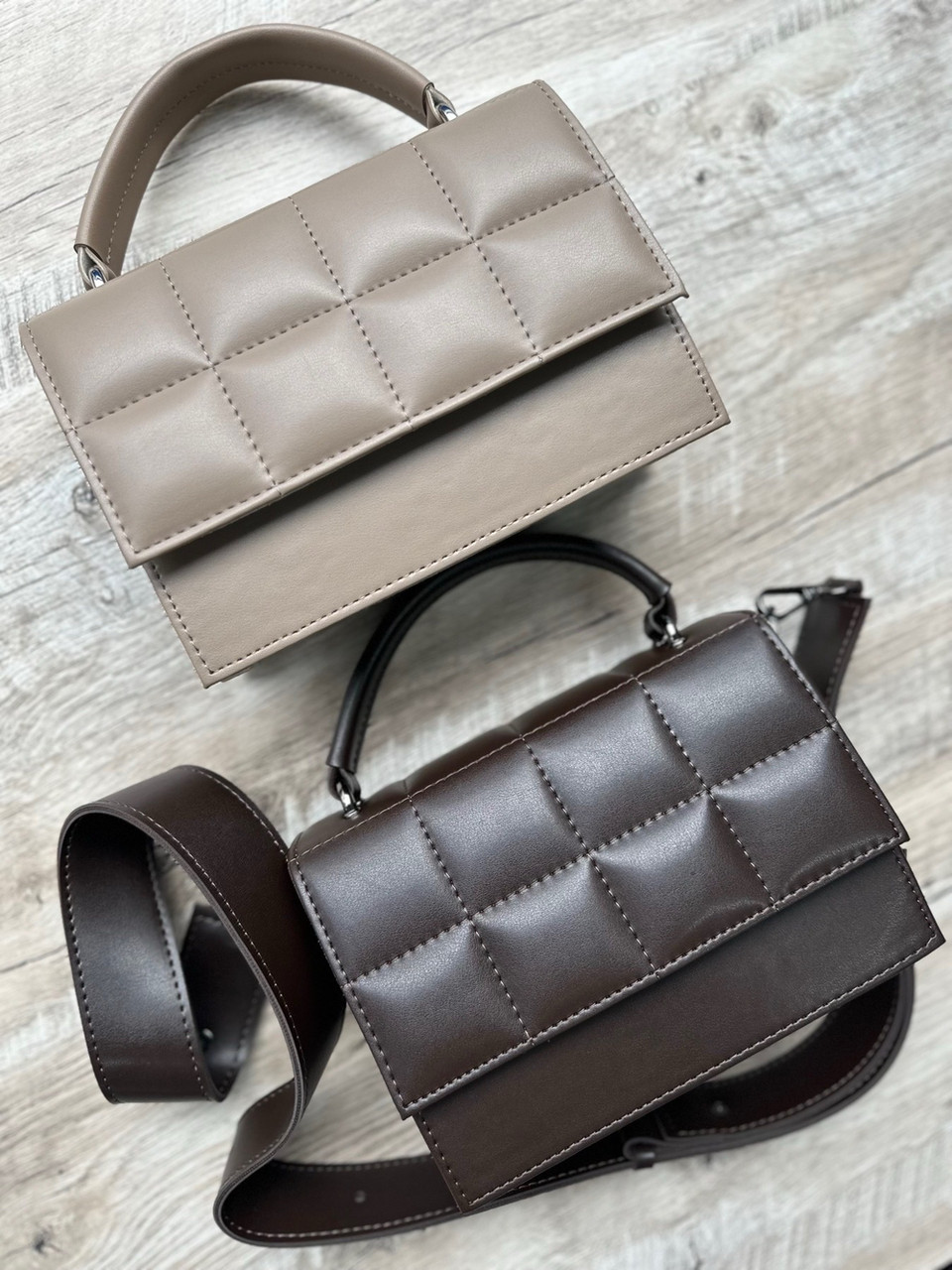 Сумка жіноча стьобана з клапаном і довгим ремінцем 21*15 см Nata, фото 1