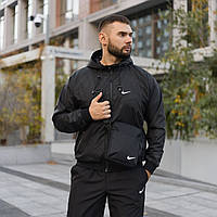 Спортивний костюм чоловічий Nike плащівка чорний демісезонний модний весна осінь для прогулянок