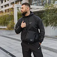 Спортивний костюм чоловічий Nike плащівка чорний демісезонний модний весна осінь для прогулянок