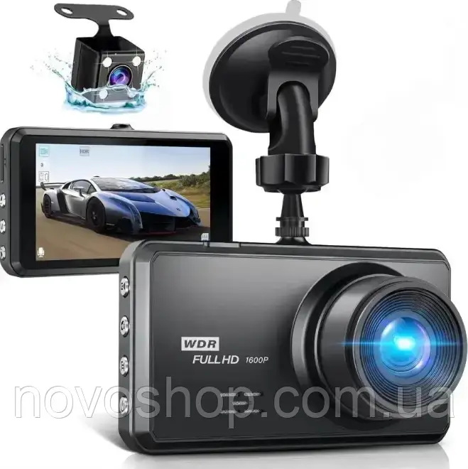 Відеореєстратор S7 2.5K спереду та ззаду нічне бачення екран IPS 3.2'' дюйма, фото 1