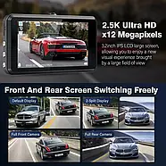 Відеореєстратор S7 2.5K спереду та ззаду нічне бачення екран IPS 3.2'' дюйма, фото 4