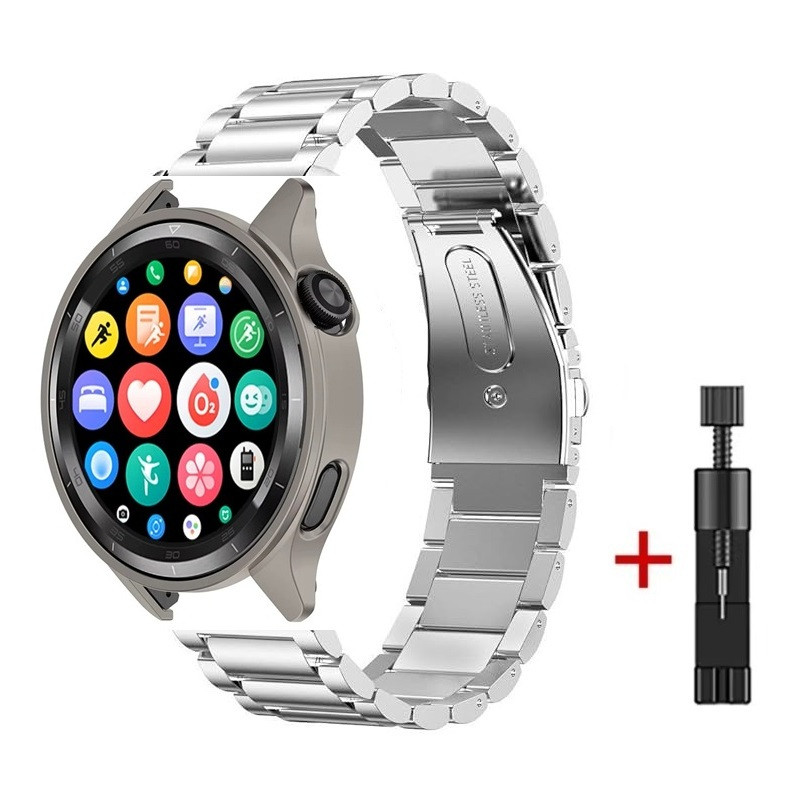 Комплект для годинника Xiaomi Watch S4 (тітановий бампер + сріблястий ремінець Rolex design 22 мм), фото 1