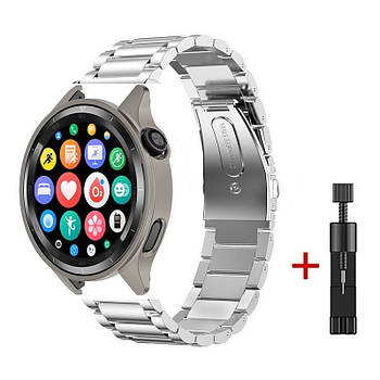 Комплект для годинника Xiaomi Watch S4 (тітановий бампер + сріблястий ремінець Rolex design 22 мм)