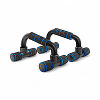 Упори для віджимань Push-up Bars сталь з м’якими ручками чорно-сині