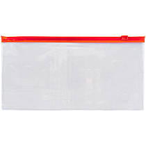 Папка на блискавці DL, zip lock пластикова прозора з червоною застібкою 1409-24