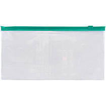 Папка на блискавці DL, zip lock пластикова прозора із зеленою застібкою 1409-25