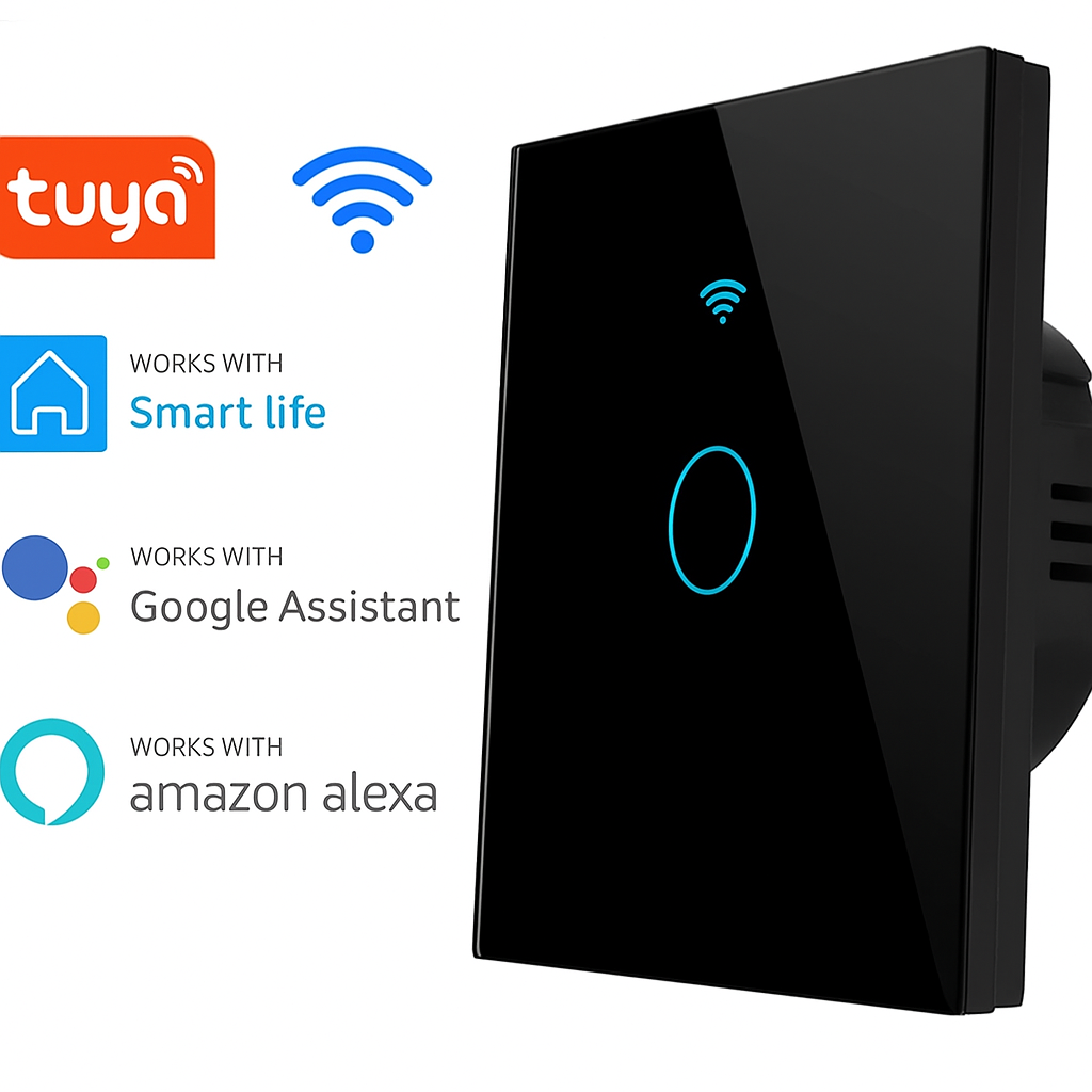 Сенсорний вимикач світла з Wi-Fi Switch чорний одинарний