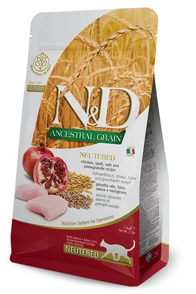Farmina N&D Ancestral Grain Cat Adult Chicken & Pomegranate, низькозернова для стеильних котів, фото 1
