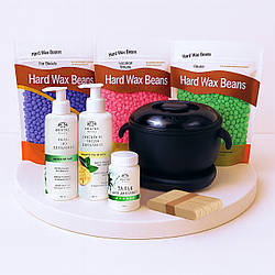 Набір для депіляції з силіконовим воскоплавом, 8 предметів, Чорний