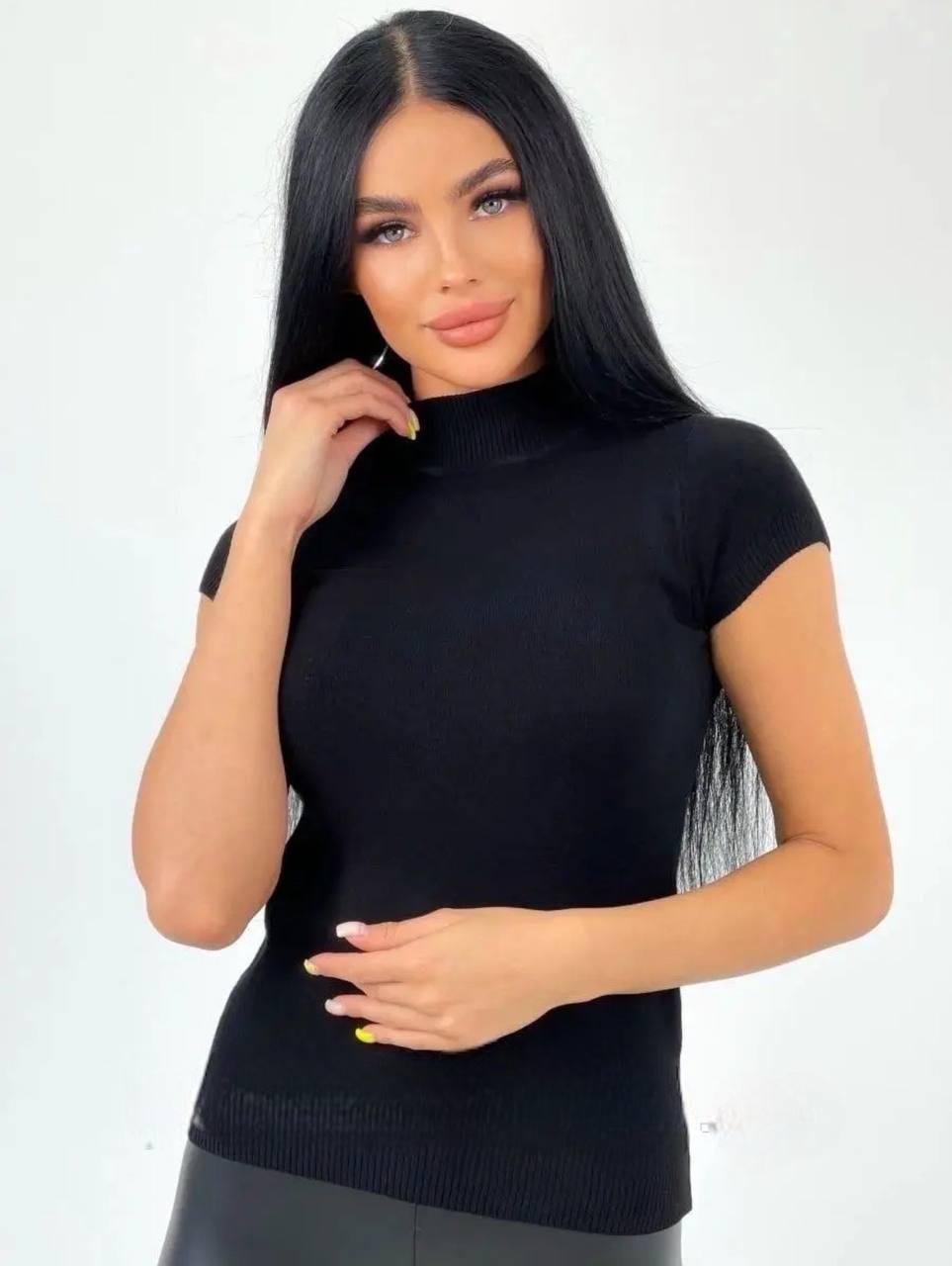 Жіноча приталена кофта американка з короткими рукавами та коміром-стійкою (р. 42-46) 18043440, фото 1