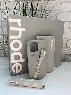 Чохол RHODE з блиском для губ на iPhone 15 сірий