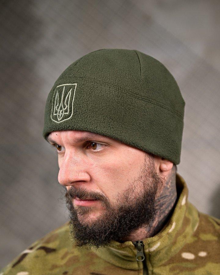 Флісова шапка Герб олива ВТ7659, фото 1