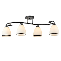 Люстра стельова з 4 матовими плафонами під лампу Е27 на вигнутій металевій основі Interees 6366-4