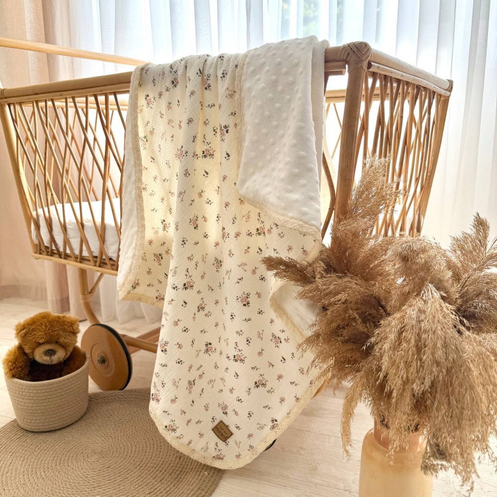 Плед муслін Wellsoft з мереживом Кущові троянди, фото 1