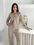 Трикотажний костюм жіночий кофта на блискавці та штани прямого крою 42-46, фото 2