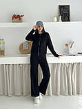 Трикотажний костюм жіночий кофта на блискавці та штани прямого крою 42-46, фото 3