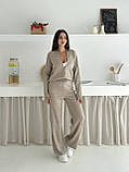 Трикотажний костюм жіночий кофта на блискавці та штани прямого крою 42-46, фото 4