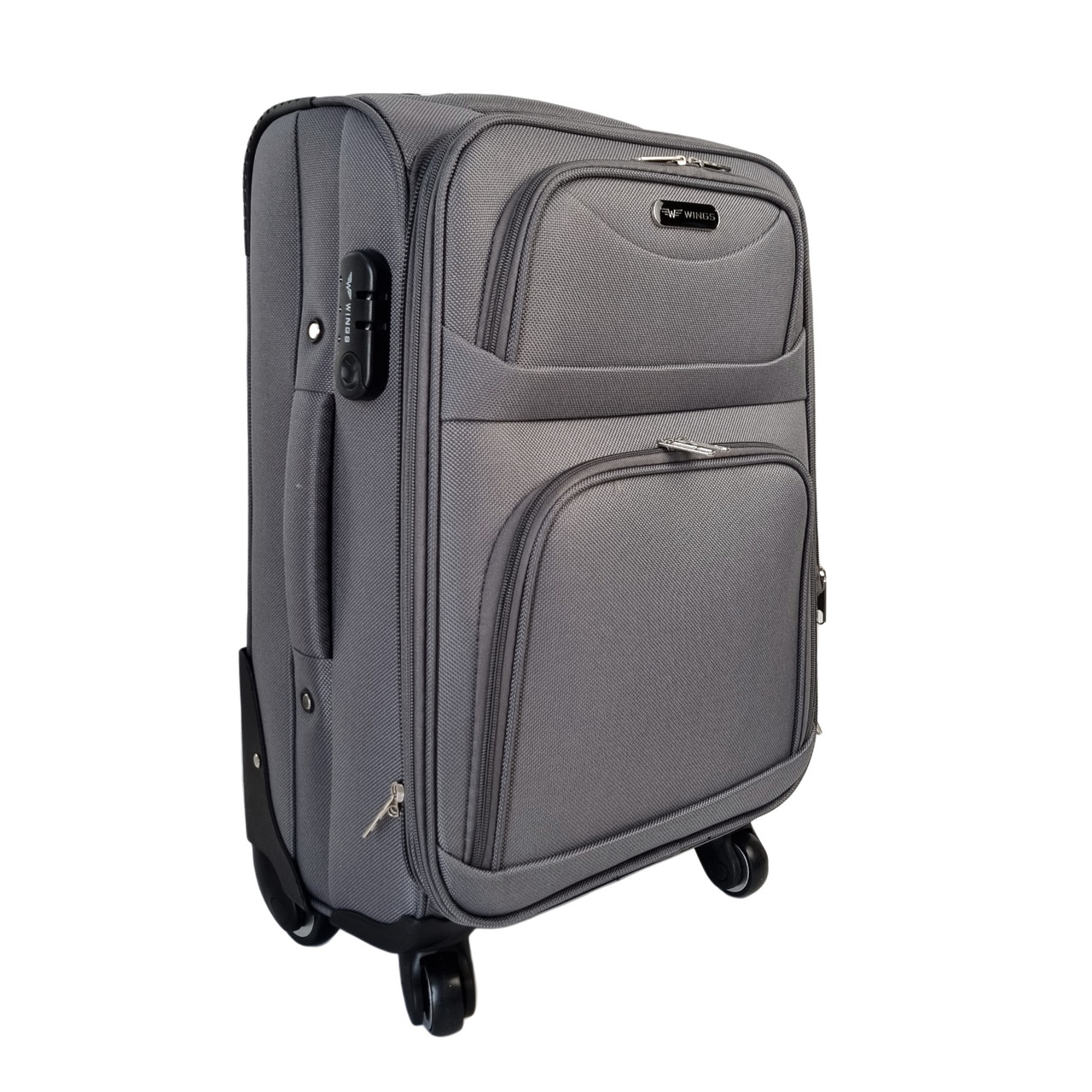 Валіза на коліщатках текстиль сірий Арт.1703/4 grey (S) Wings Польща, фото 1