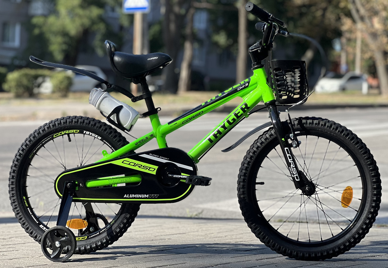 Дитячий велосипед 18" Corso Tayger TG-14763 на зріст 105-115 см зелений, фото 1