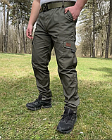 Тактичні штани карго армійські на флісі зимові олива ріп-стоп, штани чоловічі військові вітрозахисні