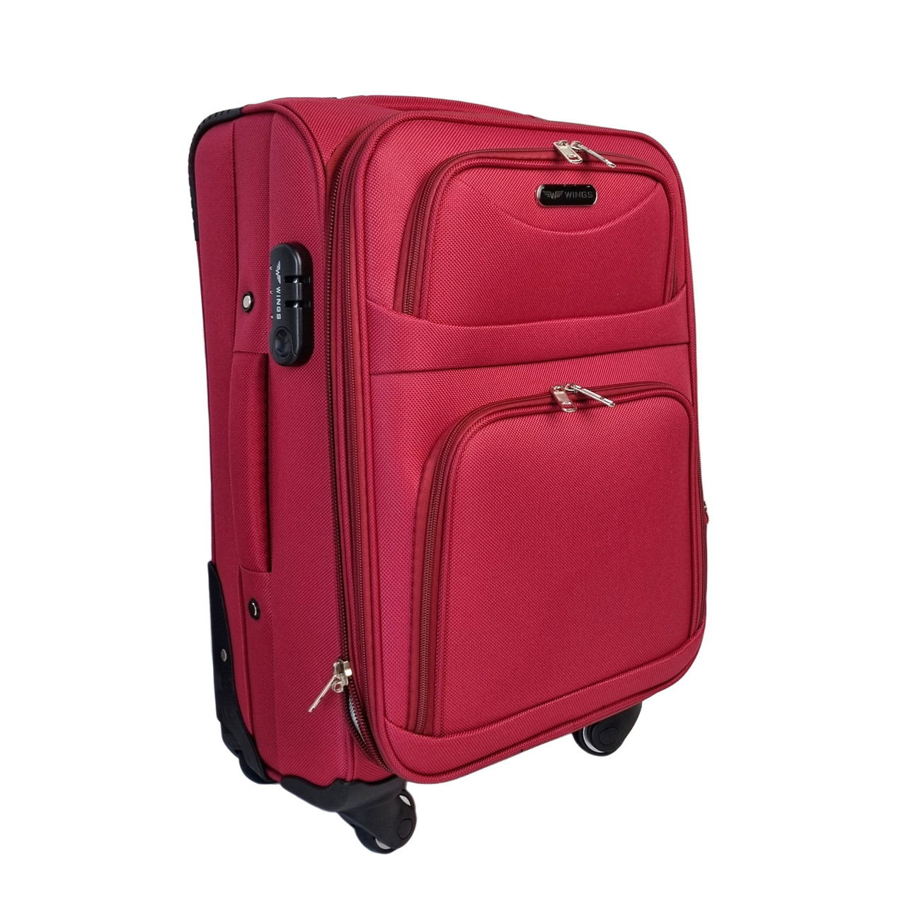 Валіза поліестер бордова Арт.1703/4 bordo (S) Wings Польща