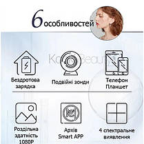 Бездротовий професійний трихоскоп аналізатор шкіри голови WiFi HD 5G 50X200X Meiboyi M13 білий, фото 5
