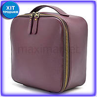 Mm Бьюти кейс TARWA Lux Ver кожаная косметичка органайзер для косметики бордовая женская из натурально Maxi7\Q