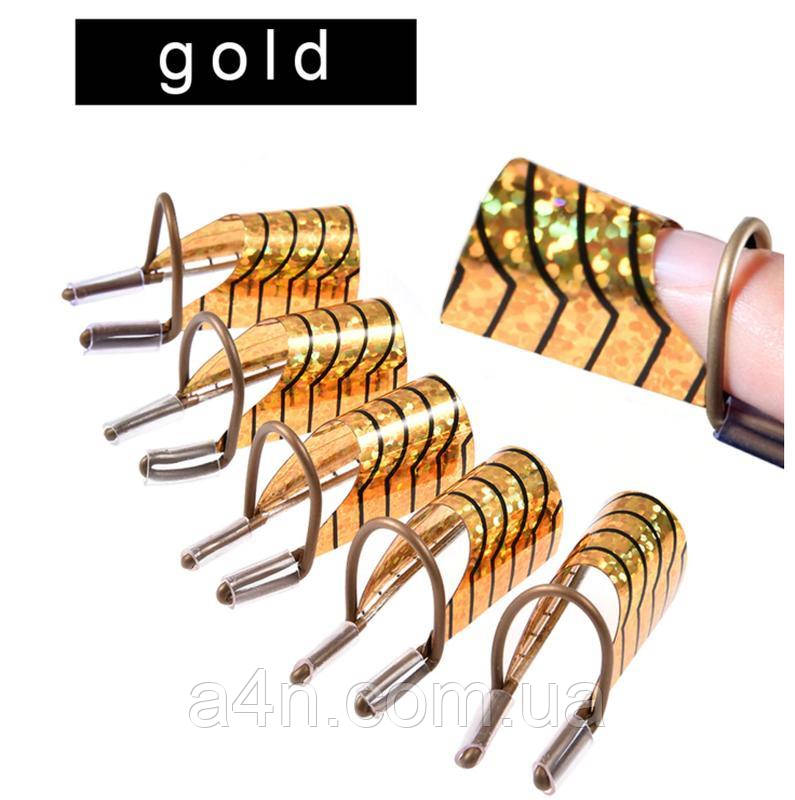 Багаторазові форми 5 шт/упак - тефлонові для нарощування нігтів - Золоті, фото 1