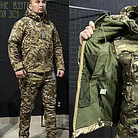 Демісезонний тактичний костюм армійський осінній бойовий soft shell утеплений костюм мультикам військовий на флісі
