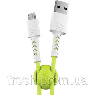 Дата кабель USB 2.0 AM to Micro 5P 1.0m Soft white/lime Pixus 4897058531176 fresh