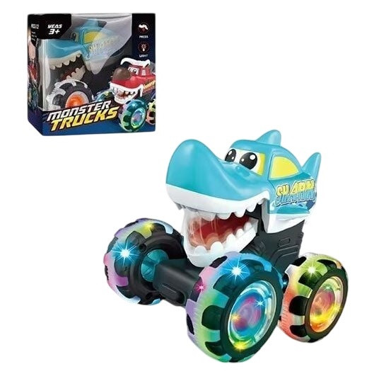Іграшка машинка Монстр трак Акула (заводний механізм, підсвітка) 17801 blue, фото 1