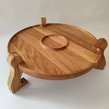 Дерев'яний розкладний столик для сервірування з дуба, на магнітних ніжках