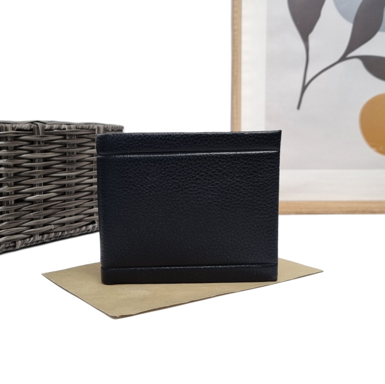 Чоловічий гаманець із затискачем натуральна шкіра чорний Арт.758-1/смужка black Helen Verde ( Бетховен)