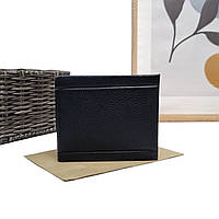 Чоловічий гаманець із затискачем натуральна шкіра чорний Арт.758-1/смужка black Helen Verde ( Бетховен)