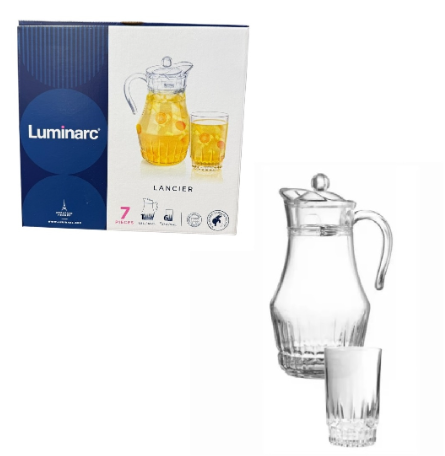 Скляний набір Luminarc lancier для напоїв 7 пр.(глечик1,8 л + 6 склянок 270 мл) (X1023), фото 1