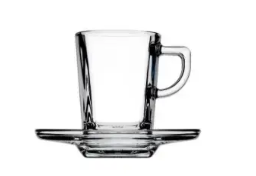 Набір скляних чашок Pasabahce Carre для експресо з блюдцями 75 мл 6 шт (95754), фото 1