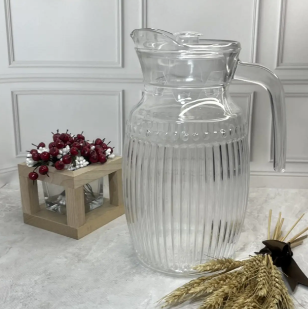 Скляний глечик Helios Трабзон з кришкою 2000 мл (JK79779AB), фото 1