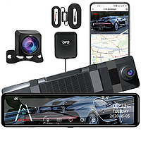 Дзеркало відеореєстратор E-ACE A45P 11.28"з двома камерами | 4K + 1080P | Wi-Fi | GPS | P24 Сенсорний дисплей