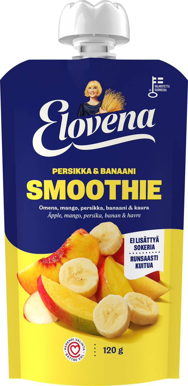 Смузі ELOVENA Персик та Банан 120 мл, (7шт/ящ), фото 1
