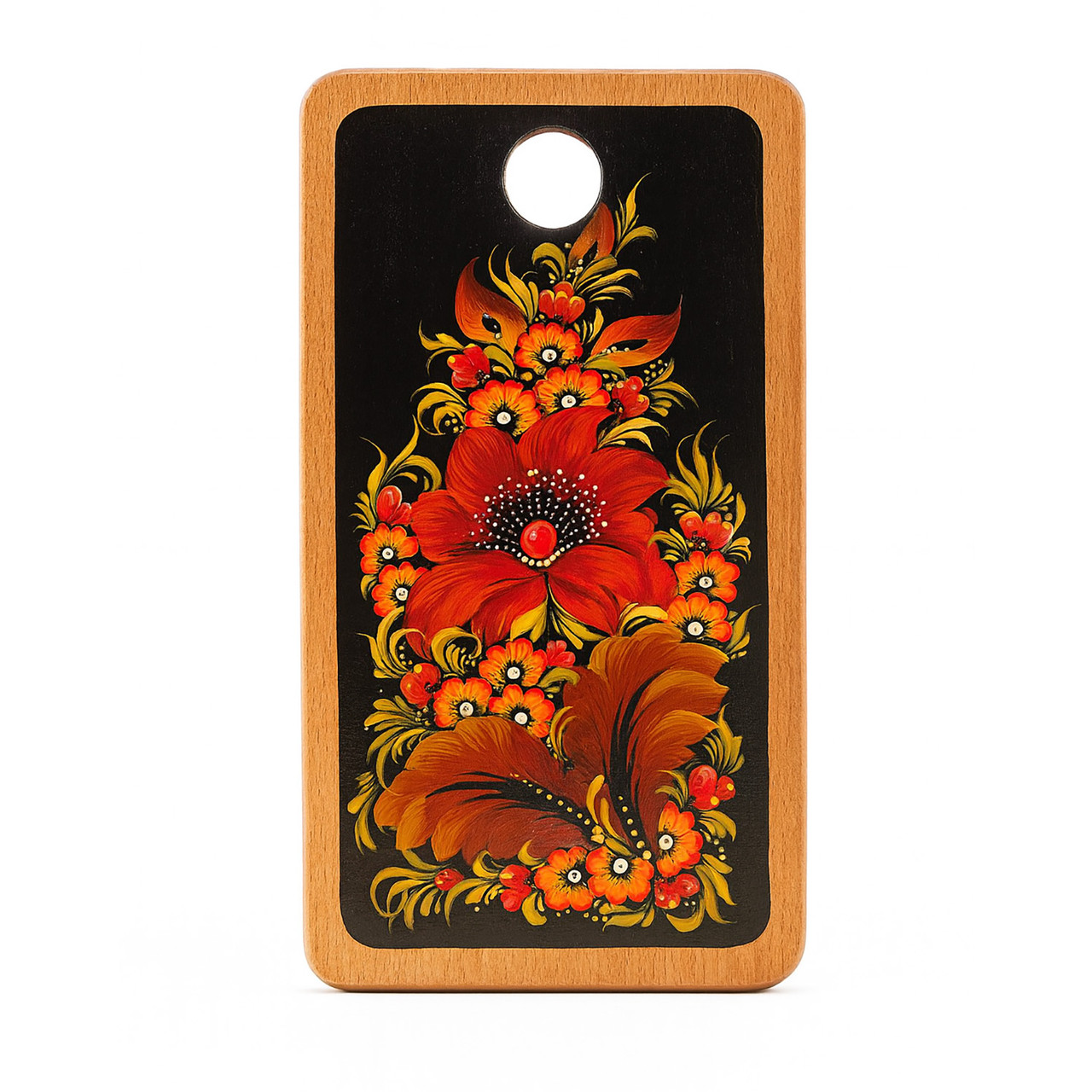 Дошка кухонна обробна дерев'яна розписна "Хохлома №1" 29.5х16 см