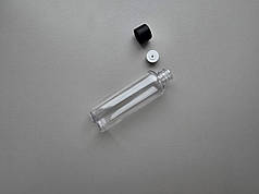 100 - 107 мл прозорий флакон круглий ПЕТ тара з чорною кришкою і вставкою 20/410