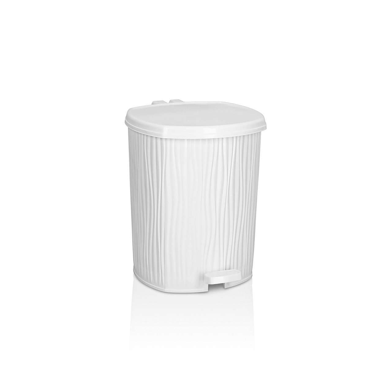 Відро сміттєве Ozer, педальне 11л біле Хвиля із пластику з кришкою та педаллю  DL-002