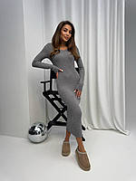 Облегающее платье для создания элегантных образов, медь платье из трикотажа рубчик, графит 42-46 арт. 814275