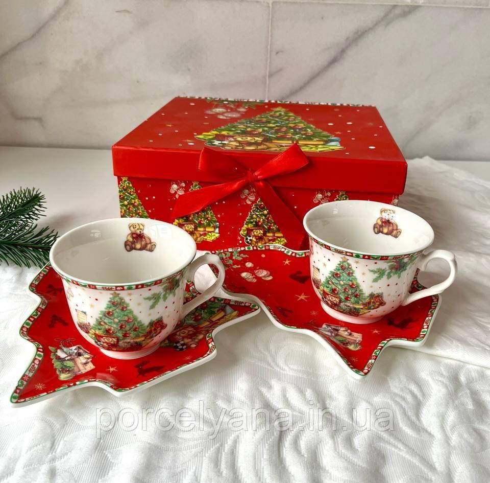 Набір горняток з блюдцями 2 шт 220 мл в подарунковій упаковці, фото 1