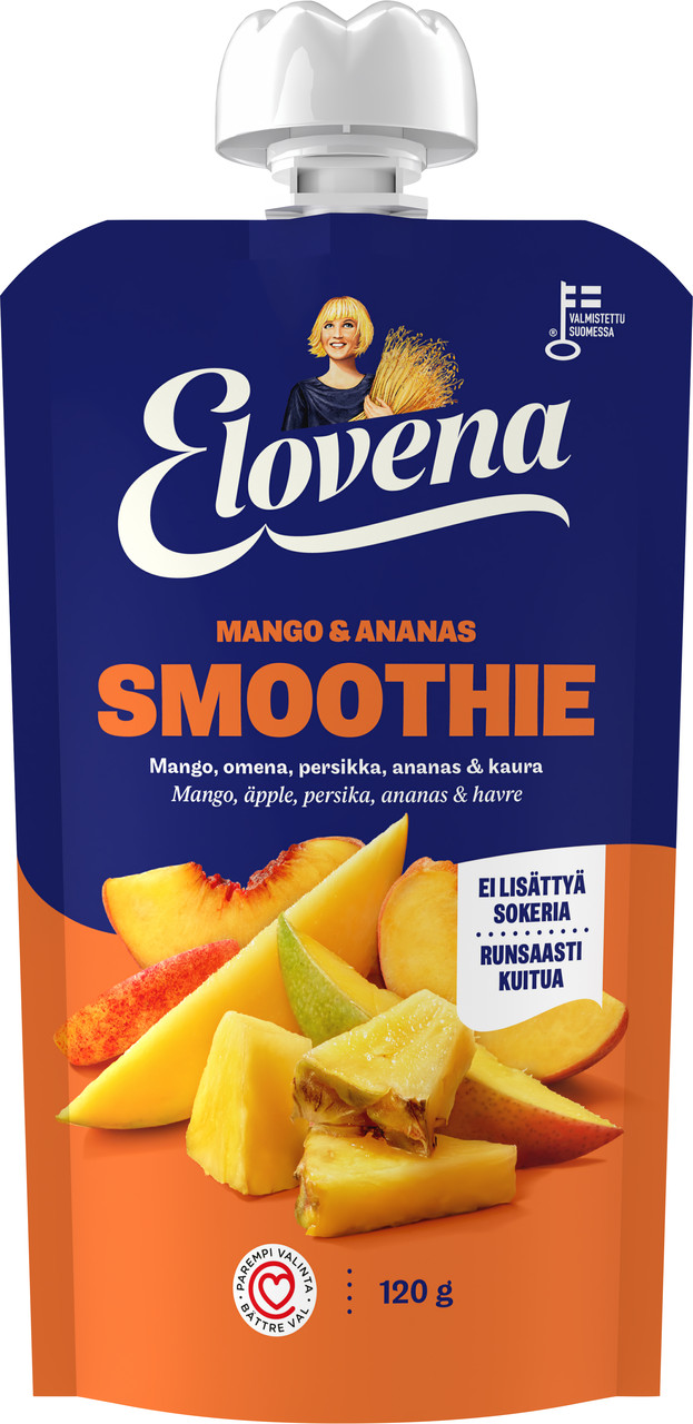 Упаковка Смузі ELOVENA Манго та Ананас 120 мл, (7шт/ящ), фото 1