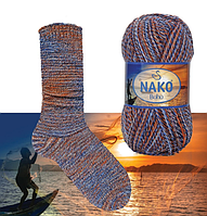 Нитки та пряжа для в'язання шкарпеткова напіввовна 75/25 Boho Desen NAKO Бохо Десен Нако  № 87718
