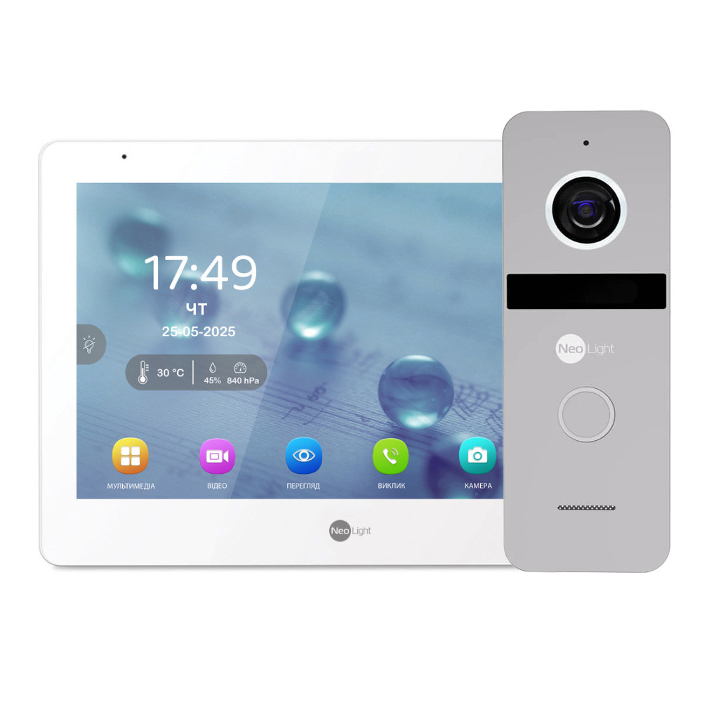 Комплект Neolight MEZZO Hybrid HD KIT Silver: гібридний відеодомофон 10.1" з Wi-Fi та 2 Мп відеопанель, фото 1