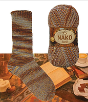 Нитки та пряжа для в'язання шкарпеткова напіввовна 75/25 Boho Desen NAKO Бохо Десен Нако  № 87722