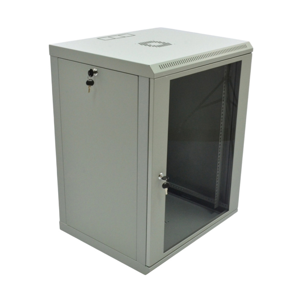 Шафа серверна SteelNet 18U 600 x 600 для мережевого обладнання (скло, сірий), фото 1